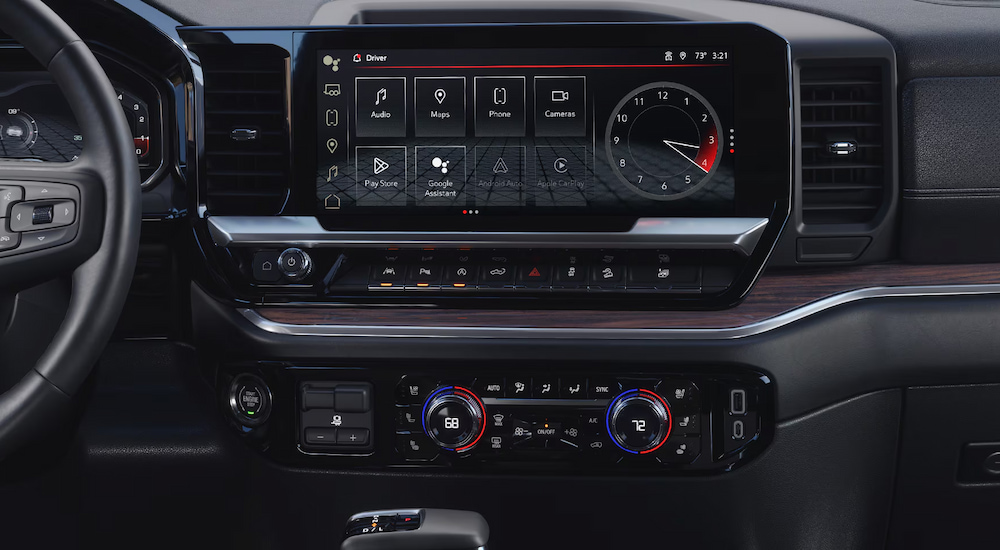 The infotainment screen in a 2024 GMC Sierra 1500 Elevation.