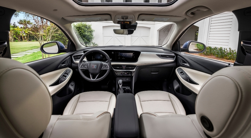 The tan interior of a 2025 Buick Encore.